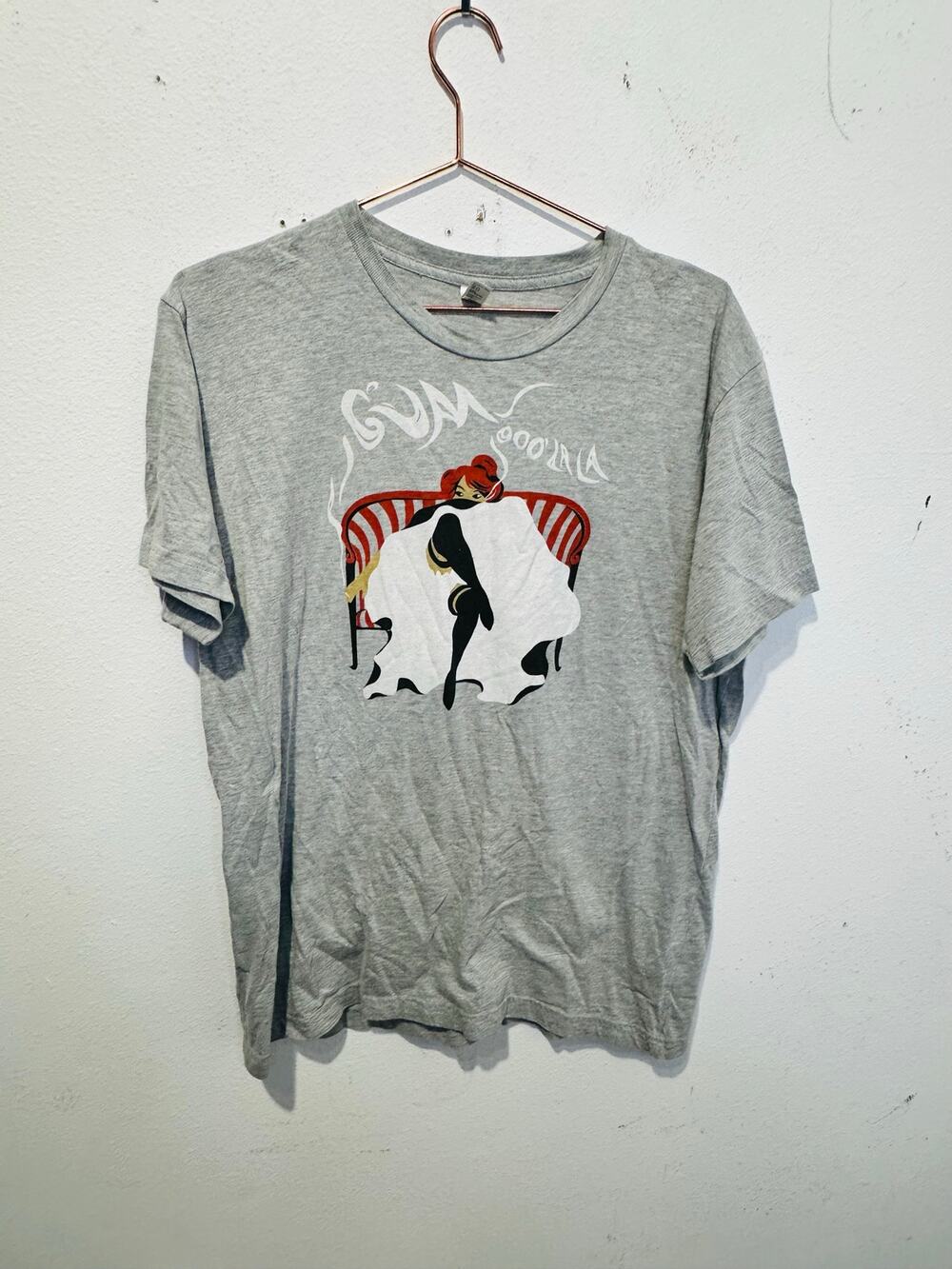 American Apparel OOO LA LA French Puffy Dress Lady Graphic Tee Size Large